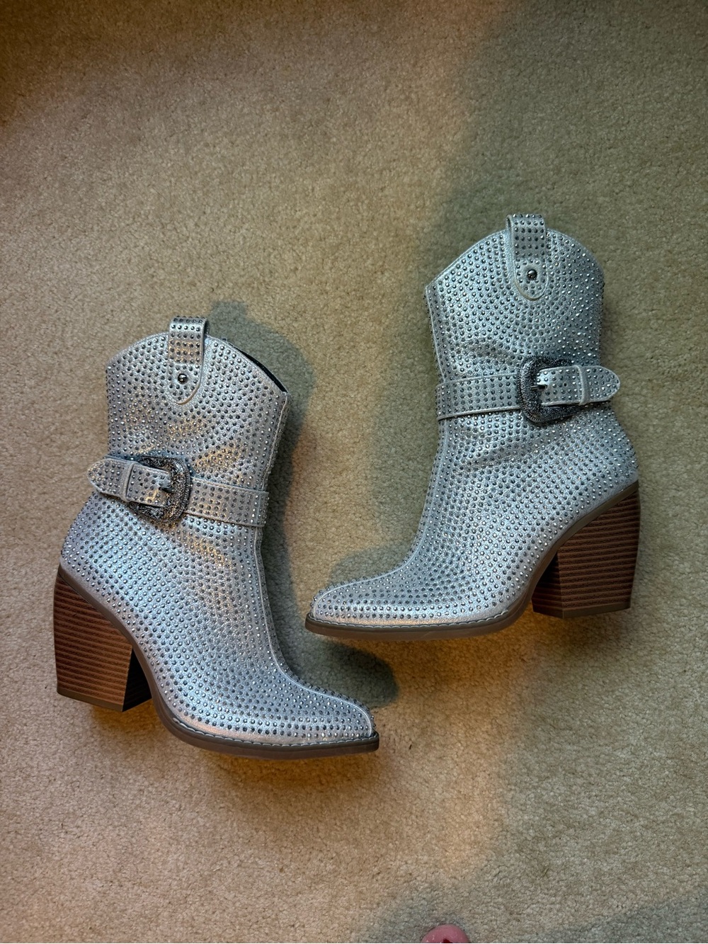 NEW Serenity Silver Studded Western Ankle Boots with Buckle